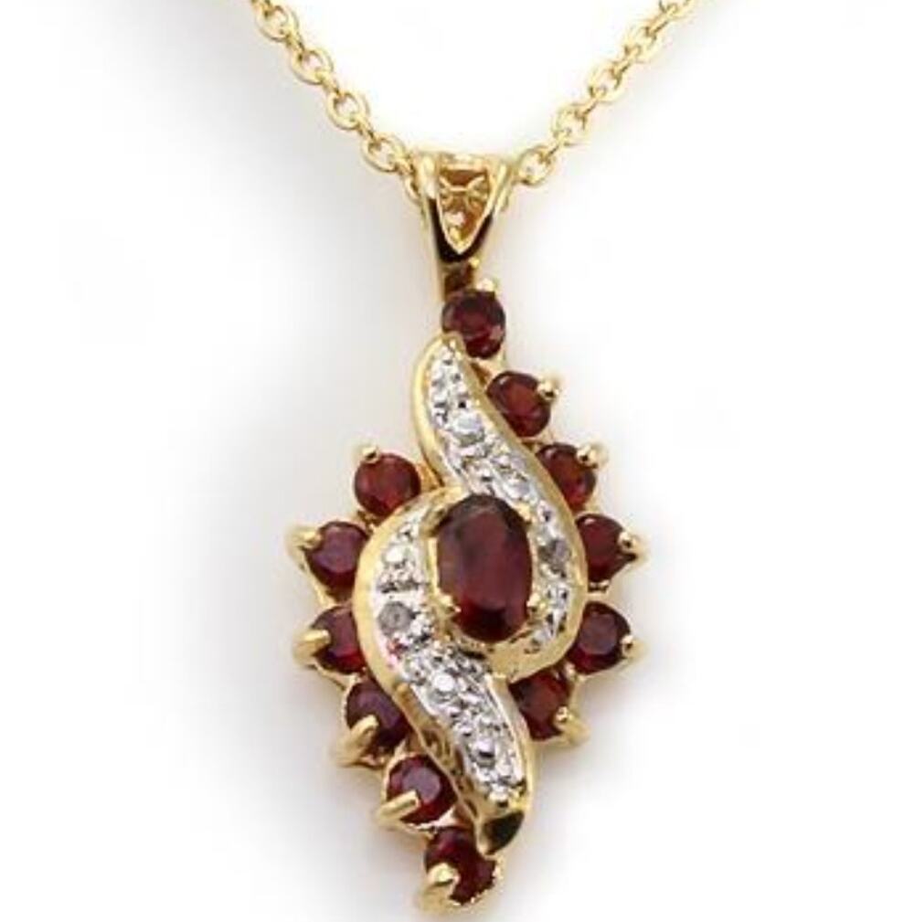 1.18 ctw Natural Garnet & Diamond 18KGP  Pendant Necklace MSRP $1,665!1.18